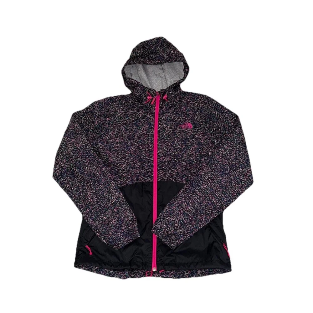 The North Face Womens Raincoat Black Pink Full Zip Logo M